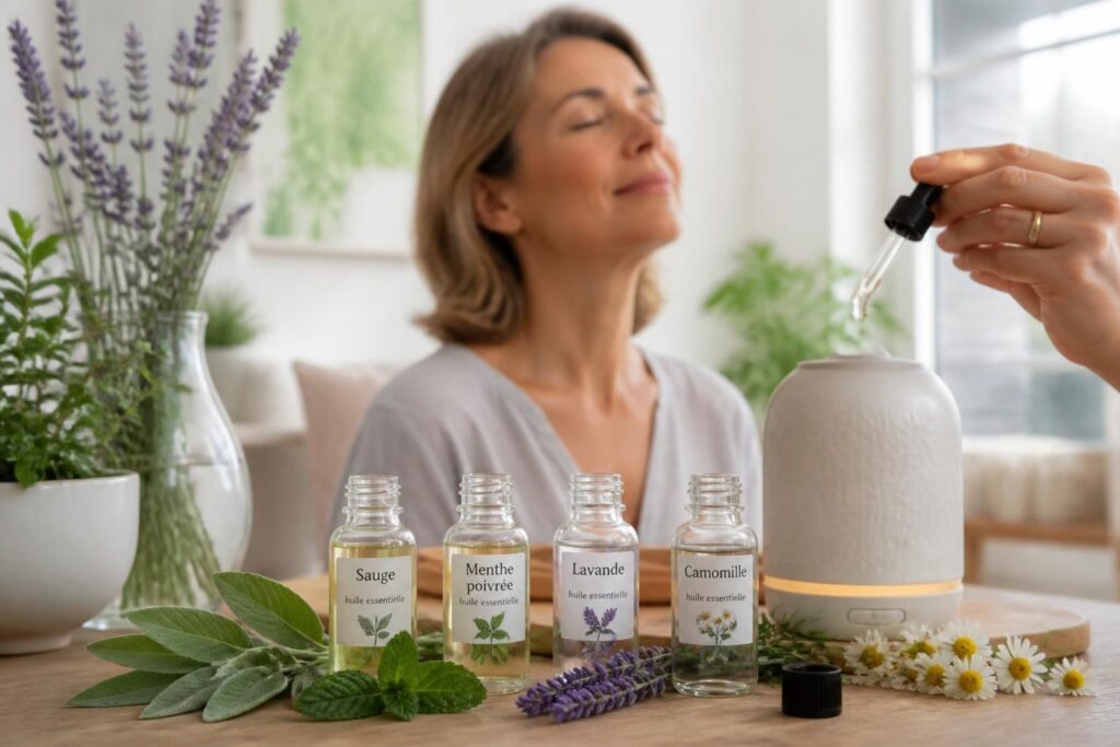 découvrez quelles huiles essentielles privilégier pour apaiser naturellement les bouffées de chaleur et soulager leurs symptômes efficacement.
