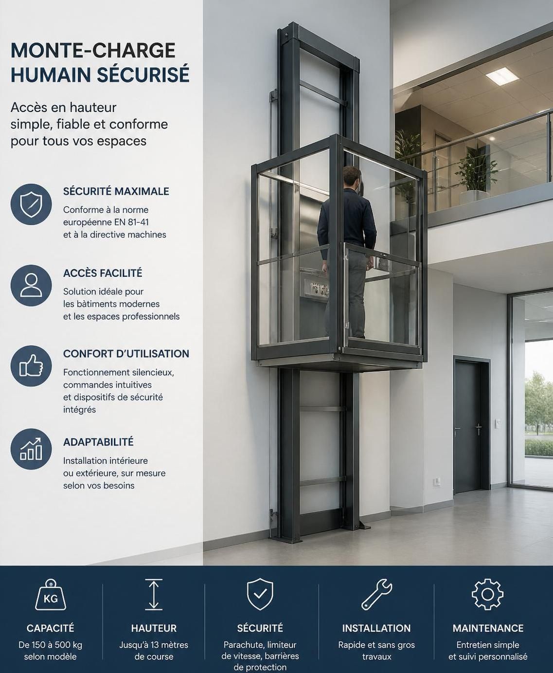 découvrez les avantages du monte-charge humain pour assurer la sécurité et faciliter vos déplacements en hauteur dans divers environnements professionnels.